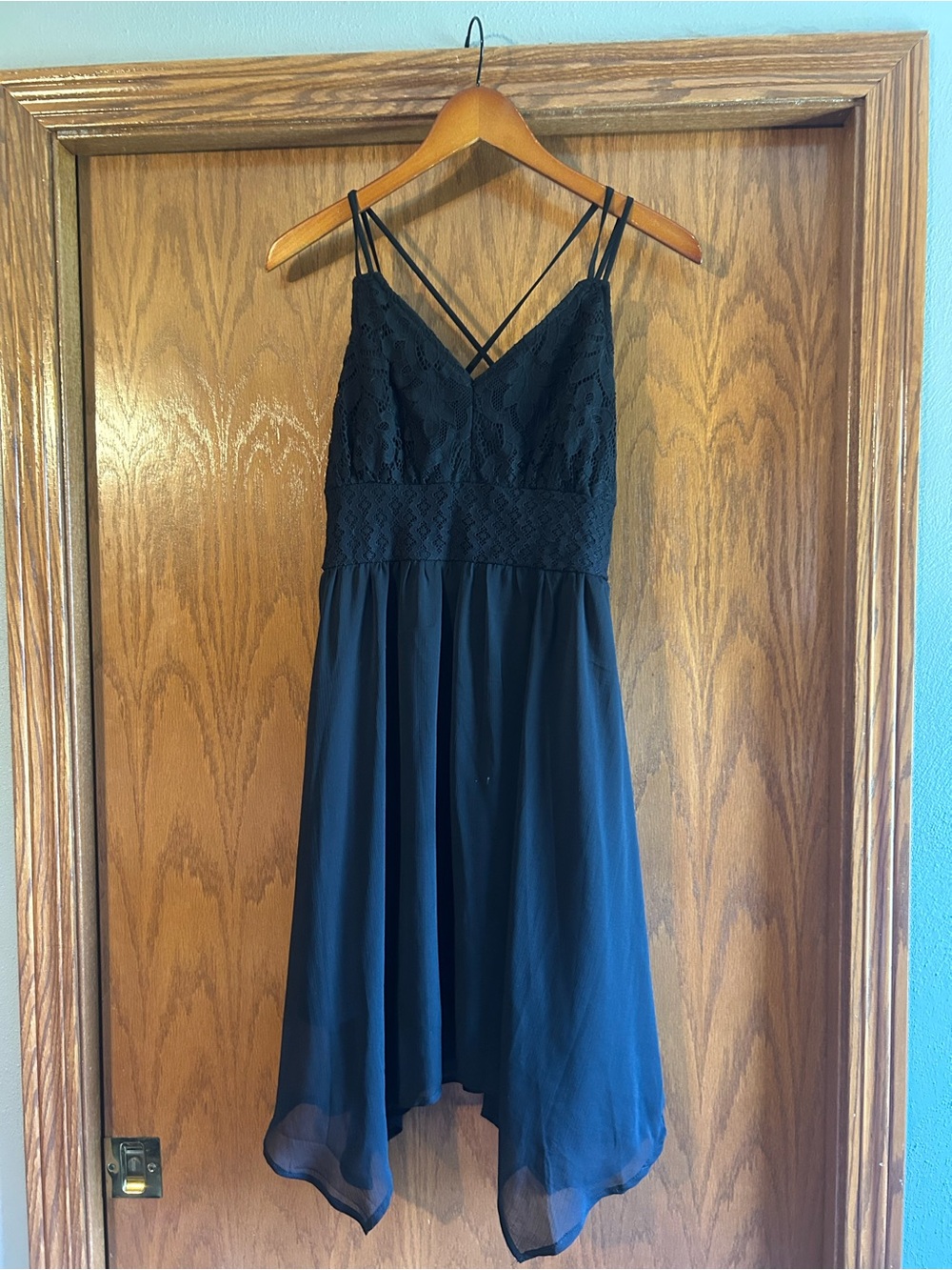 Maurices Black Smocked Bodice Dress with Spaghetti Straps